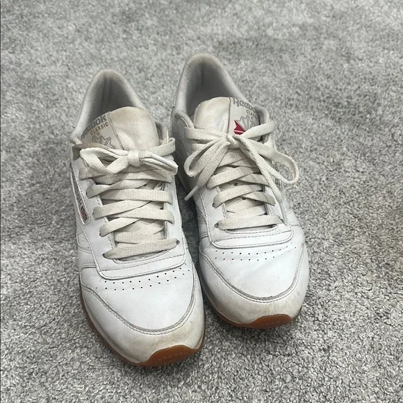 Reebok Classic White Leather Sneakers size 7.5 good used condition. 80s - Picture 4 of 14